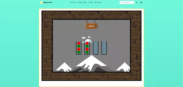 Screenshot of Ball Sort Puzzle game interface with colorful balls and tubes