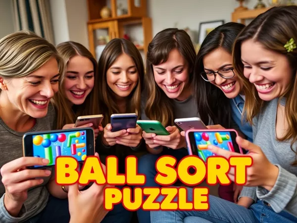 Group of people playing Ball Sort Puzzle together, enjoying multiplayer fun