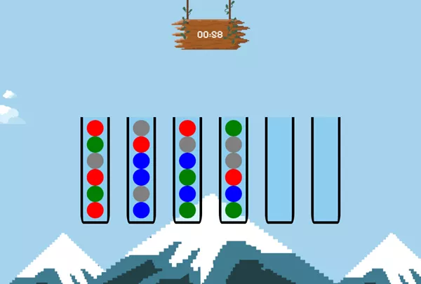 Example of a level in Ball Sort Puzzle showing ball and tube arrangement for strategy